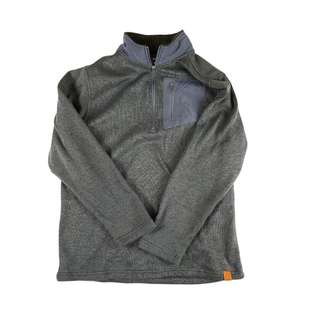 Old River Men’s Gray Sherpa Lined 1/4 Zip Pullover Fleece L Large R2/6